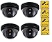Price comparison product image Nitaar 4 Pack Dummy Dome Fake Security CCTV Camera | Includes 4 x CCTV Warning Stickers | Flashing LED Lights | Black, Indoor Outdoor
