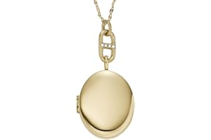 Fossil damski naszyjnik z owalnym wisiorkiem ze stali szlachetnej z zapięciem na karabińczyk