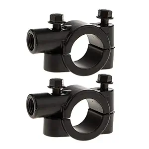 Techpugg 2x Motorcycle Bike 7/8'' Handlebar Mirror Mounting Clamp Bracket Clip Black