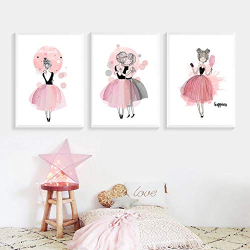 Nordic Ideas Set de 3 Affiches Enfant Deco Chambre Posters Peinture Tableau Impression sur Toile sans Cadre NPTIQ003-S