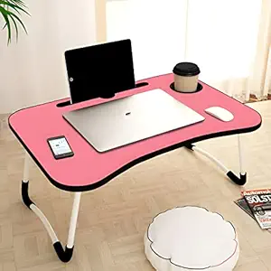 Vondron Stores Study Table For Kids Students Children Laptop Table Desk For Reading Study Homework Wooden For Home Bed Foldable Color Pink