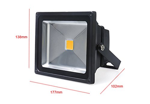 5er Auralum® 10 Jahren Garantie 20W LED Fluter Außenstrahler 1700Lumen 230V IP65 3000K Warmweiß, (Schwarz) - 2