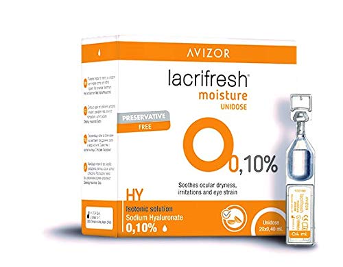 Avizor Lacrifresh Moisture 0.10%. Monodose 20 blisters 0.4 ml of Eye Drops to Relieve Symptoms of Eye Irritation.