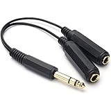 TISINO 1/4 Inch Headphone Splitter, 6.35mm (1/4") TRS Stereo Male to Dual 6.35mm (1/4") TRS Stereo Female Y Splitter Cable Quarter Inch Breakout Cord - 8 Inch / 20cm