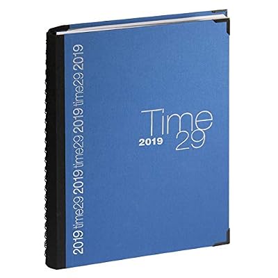 Exacompta 296122E Agenda journalier spiralé Time 29W Toile agenda journalier de bureau 21 x 29,7 cm Janvier à décembre 2019 Bleu