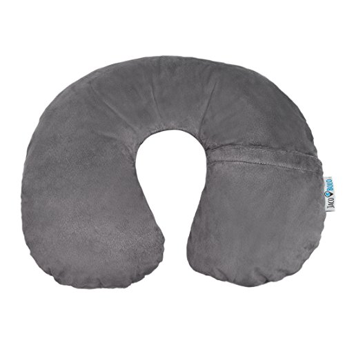 Jaco-Bolo aufblasbares Nackenkissen mit Fleece-Bezug (grau)