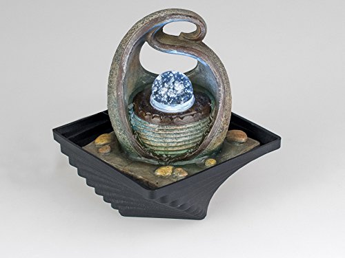 Zimmerbrunnen Stone Art Modernes Design mit LED Beleuchtung und Glaskugel 23 x 20 cm