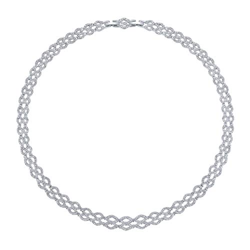 My Jewellery Story - Collar de Encaje Ancho con Cristales de Swarovski chapados en rodio