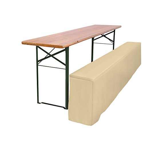 Beautissu® Comfort L gepolsterte Bierbank-Husse bodenlang 220x25x40cm für Festzeltgarnitur Bierzeltgarnitur – Ecru-Creme - 2