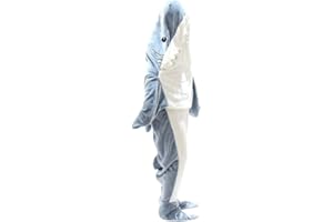YUEPIN Shark Blanket Adult, Shark Blanket Hoodie Wearable Shark Blanket Adult Shark Sleeping Bag Shark Shark Costume Onesies (Grey, XX-Large)