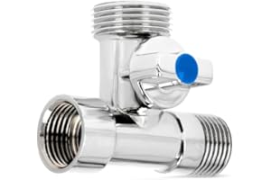 KNM TRADE Robinet d’Angle 3 Voies Laiton Chromé - Clapet Céramique Haute Température - Raccord 3/8" avec Rosace et Filtre