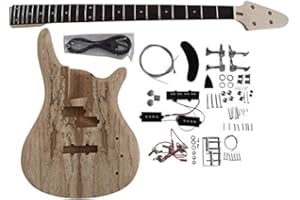 Bass Guitar DIY Kit Ash Body with Spalted Maple veneer top with Chrome Fittings By Coban Guitars