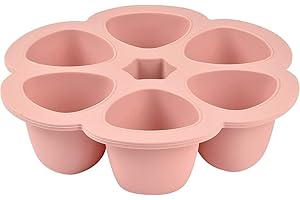 BEABA BÉABA, Silicone Multi-Containers, Premium-Quality for Baby, Extreme Heat Resistance, Oven and Microwave, 6 Separate Sections, Airtight Lid, Made in Italy - 6x90 ml - Pink