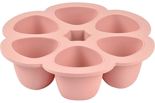 BÉABA, Multiportions Silicone de qualité premium, Résistance thermique extrême, Four et micro-onde, 6 alvéoles indépendantes, Couvercle hermétique, Fabriqué en Italie, 6x90 ml, Rose