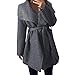 Produktbild i-uend 2019 Damen Mantel,Herbst Winter Unregelmäßige Revers Neck Outwear Mantel Cinch Taille mit Gürtel Mantel Strickjacke Mantel Outwear