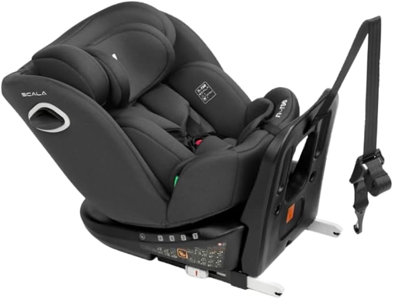 Nurse Scala Silla de Coche i-Size 40–150 cm, Giratoria 360º, ISOFIX con Top Tether, A Contramarcha y A Favor de la Marcha, Protección Lateral, Negro