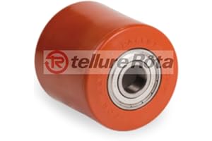 GENERICO Rullo ruota TELLURE ROTA poliuretano e nucleo in nylon cuscinetto a sfera foro 20mm per transpallet (80x60mm)