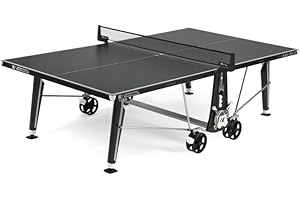 Cornilleau - Table de ping-Pong d'extérieur Loisir Black Code ID - Made in France - Plateau Noir 5mm - Technologie Compact - Vérouillage DSI 16 Points de sécurité