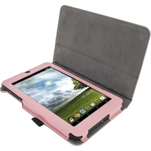 igadgitz Rosa PU Ledertasche Hülle Folie Cover für Asus MeMO Pad ME172V 7″ Tablet mit Multi Winkelbetrachtung Stand + Stylus Schift Halter + Displayschutzfolie - 2