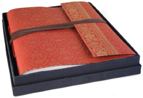 Life Arts Sari Álbum de Fotos de Seda Hecho a Mano Grande Rubí