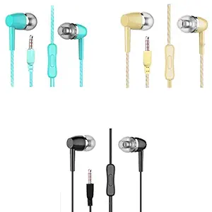 Bspower EZ590 Wired In Ear Earphone with Mic (Cyan, Fawn, White and Black)