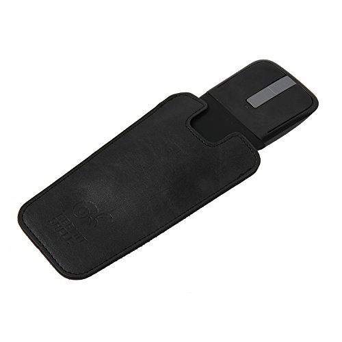 Hermitshell Trim Slim schütz PU Leder Tasche Sleeve etui Hülle Compact Größen für Microsoft Arc Touch Mouse schwarz - 3