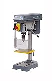 taladro de columna optimum b17 pro Características técnicas      Potencia del motor 300 W / 230 V     Ø máx. taladro fundición 13 mm     Ø máx. de taladro en acero 12 mm     Espiga / cono fijo / B 16     Distancia del portabrocas a la columna 104 mm     Recorrido de la pínola 50 mm     Revoluciones del husillo 520 - 2.620 r.p.m.     Nº de velocidades 5     Medidas de la mesa (l x an) 160 x 160 mm     Medidas de la ranura en T de la mesa 14 mm     Mesa de trabajo inclinable/giratoria ±45º/360º     Distancia máx. del husillo a la mesa 240 mm     Medidas de la base (l x an) 135 x 175 mm     Distancia máx. del husillo a la base 325 mm     Ø de la columna 46 mm     Dimensiones (l x an x al) 420x220x580 mm     Peso neto 19 kg