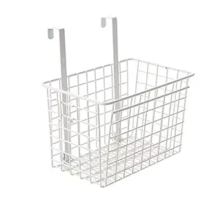 FORKLS Alloy Steel Cabinet Over Door Kitchen Cabinet Hanging Storage Basket Rack Holder Hanging Organiser (Black)