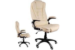 GIOSEDIO Fotel szefa BSB Bruno fotel szefa, krzesło biurowe, krzesło obrotowe, ze skóry PU (beżowy)