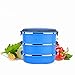 Produktbild Yosoo Lunchbox Tragbare Isolierung Edelstahl Innendämmung Thermal Leakproof 1/2/3 Fächer mit Griff Foodbehälter für Essen (3 Layer-Rechteck, Blau)