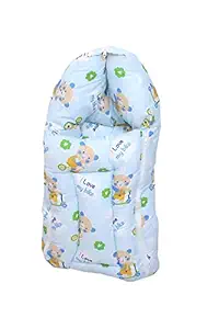 Toddylon 3 in 1 Baby Sleeping Bag Cotton Carry Bed Cum Zipper Wrapper for Baby Boys & Girls (0-6 Months) (Blue)