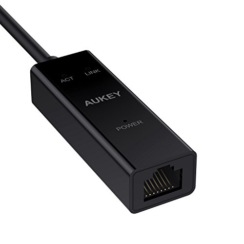 AUKEY USB C Adapter zu Gigabit Ethernet 1000 Mbps Type-C zu RJ45 Adapter mit 3 Anzeigen für Macbook Pro 2016 / Google ChromeBook Pixel und andere Type C Geräte, Schwarz - 3