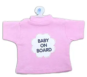 Funcart Baby On Board Pink Cloth Logo Hanging Safety Sign with Suction Cup for Car