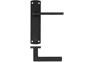 Stanza Leon Door Handle Set - Stylish and Modern Door Lever on Latch Backplate, Matt Black (18cm x 4cm)