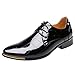 Produktbild FNKDOR Schuhe Herren Geschäft Gitter Lackleder Lederschuhe Spitz Britischer Stil Formelle Kleidung Berufsschuhe Schnürsenkel Perlenstickerei Business-Schuhe Schwarz 43 EU