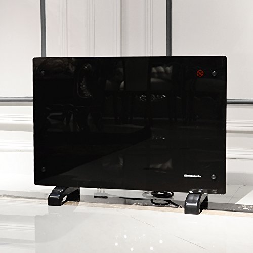Homeleader® Glas Konvektor Heizung elektrischer wasserdichter Flachheizkörper wärmewellenheizung Stand und Wand GHB-20A 2000W schwarz Überhitzungsschutz - 4