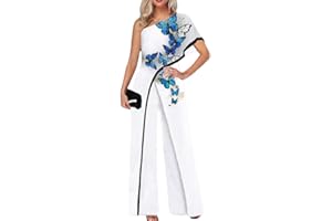 Yesgirl Femmes Combinaison Chic Élégant Jumpsuit Longue Pantalon Casual Épaules Nues Combishort Imprimé Playsuit Romper pour Soirée Cocktail