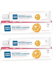 Mee Mee Fluoride-Free Fortified with triple calcium phosphate Orange Flavor Toothpaste, 70 g (Pack of 2)