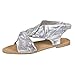 Produktbild Sandalen Damen Sommer Sandaletten Flachen Frauen Knöchelriemchen Plateau Flip Flop Sommersandalen Bequeme Elegante Schuhe (EU:42, Silber)