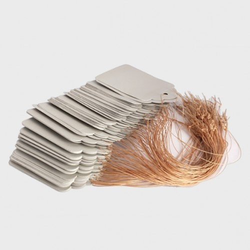 Dealglad ®, 100 pezzi, 5 X 7 cm, colore: grigio con etichetta in plastica, etichette per piante da giardino, motivo: targhe-Etichette da appendere, con cavo