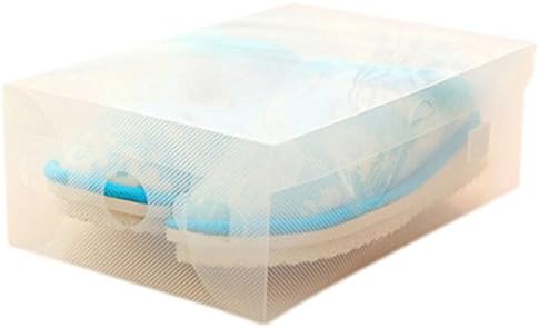 Samzary Shoe Box Shoe Storage Box For Ladies Men Stackable and Foldable Plastic and Clear With Dust Cover (White)