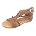 Produktbild Sandalen Damen Sommer Flip Flops Sandaletten Bohemian Flach Zehentrenner Strandschuhe PU Leder Sandals mit Strass (EU:43, Braun)