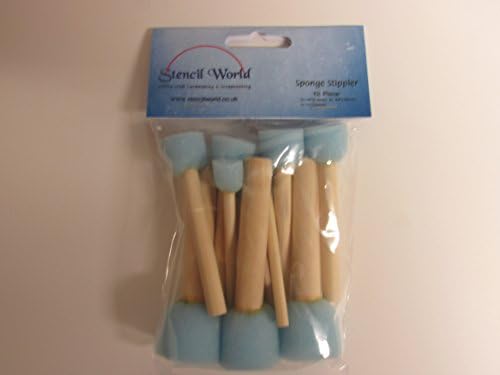 Sets of Sponge STIPPLER Dabber Paint Brushes for Stencils (Sponge Stippler (10) Piece 3X 1/4"(6.4mm) 4X 3/4"(19mm) 3x11/4"(32mm))