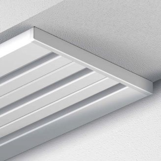 GARDINEUM Gardinenschiene Vorhangschiene, Aluminium, silber, alu-silber eloxierte Oberfläche 3-läufig (Wendeschiene) vorgebohrt – 3,60 m - 2