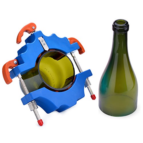 Preisvergleich Produktbild Glasflaschenschneider Set Flasche Fräser - FIXM Metall Schneidwerkzeug + 4Pcs Sandpapier + 2Pcs Trennbänder - mit Hartmetall Schneidrad, Bottle Cutter Flaschenschneider Glasflaschenschneider, für DIY Wiederverwendung Recycling Weinflasche Gläser Schaffung von Glasmalerei, Trommeln, Vasen, Flaschenpflanzer, Flaschenleuchten Kerzenständer (Blau)