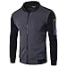 Produktbild Amphia - Zip-Jacke für Herren - Langarm/Pocket - Top, Männlich Herbst Winter Casual Langarm Solide Standplatz Reißverschluss Jacke Top Bluse(Grau,M)
