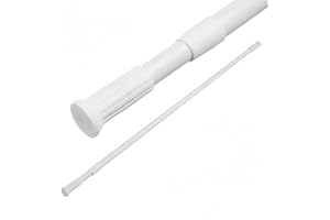 DAMDAM GO Barra de Ducha Extensible 110-200 cm, Barra Cortina Aluminio Blanca Ajustable para Baño, sin Perforación, Resistente y Multifuncional