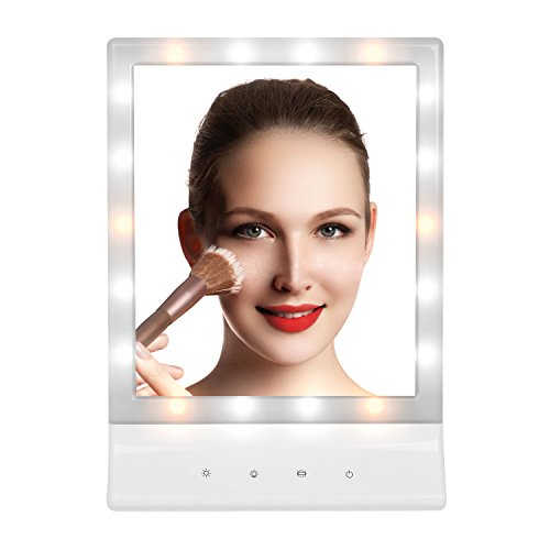 LED-Make-up-Spiegel, 18 LED-Licht 11,8 "Bildschirm Eitelkeit Kosmetik Spiegel 3 Helligkeit einstellbar, Portable Design für Tabletop, Reisen, Rasieren, Waschen, Dressing