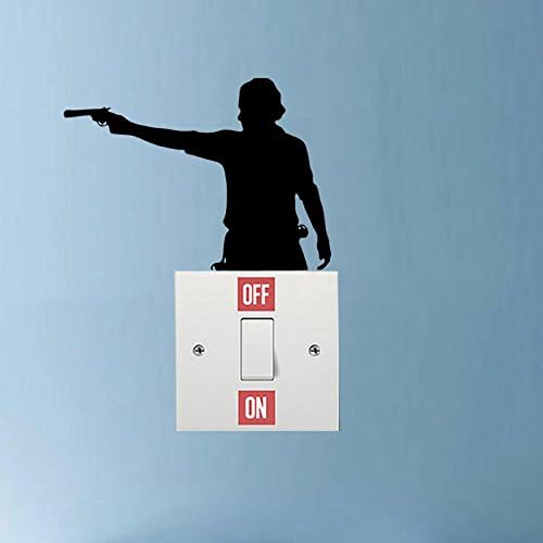 Zombie The Walking Dead Rick Grimes Vinyl Switch Sticker Room Home Wall Decal 7SS0468,Black