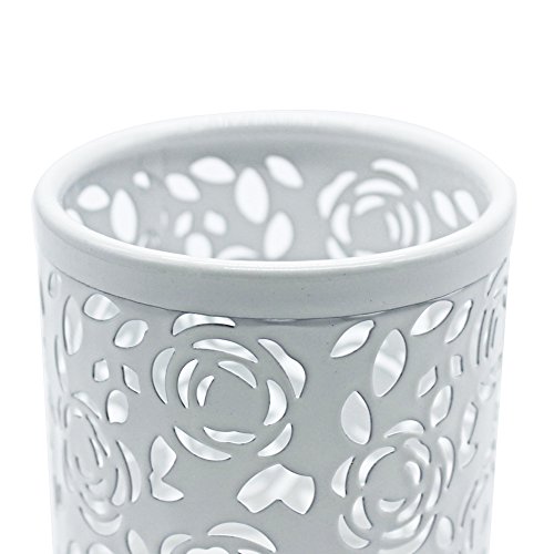 Ciaoed Hollow Blume Metall Schreibtisch Stift Halter Organizer Behälter Weiß - 2